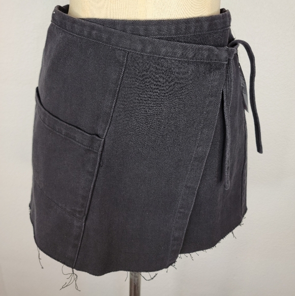 Pacsun Sz 25 Wrap Mini Denim Skirt Black NEW - Picture 1 of 8
